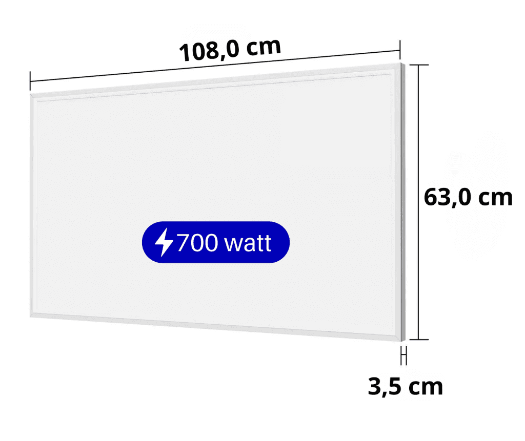 verwarmingspaneel met verlichting 700w afmetingen